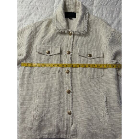 Sweet Rain Tweed Shacket Shirt Jacket White Gold Shimmer Accent - Picture 7 of 9